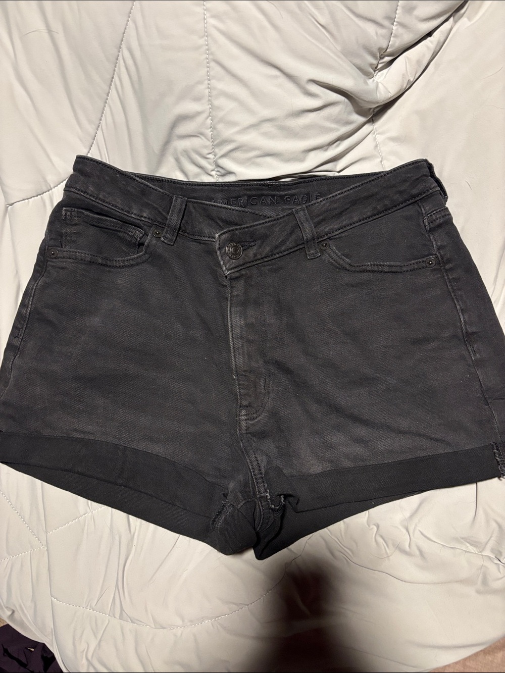 American Eagle Outfitters Black High-Rise Denim Shorts